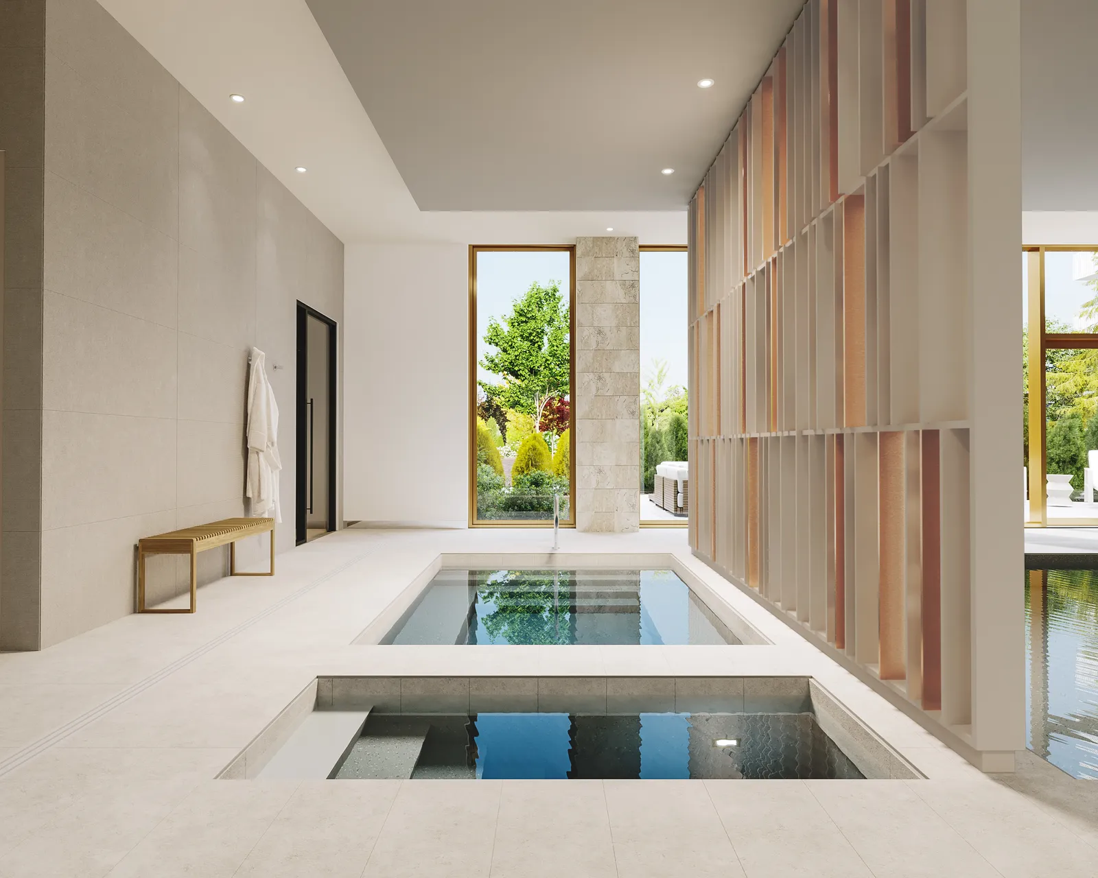 Piscine intérieure et espace spa de l'immeuble Hémisphère